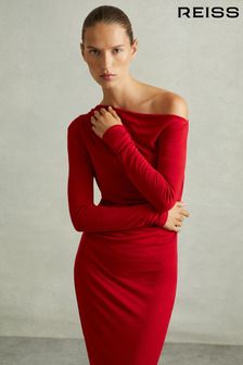 Red casual midi dress hotsell
