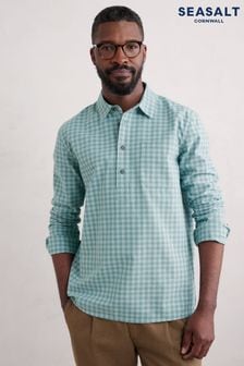 Seasalt Cornwall Green Mens Warren Half Placket Overshirt (AB2239) | KRW149,400