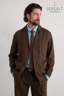 Seasalt Cornwall Brown Mens Tollgate Linen/Cotton Blend Jacket (AB2246) | 660 zł