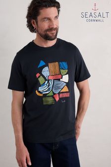 Seasalt Cornwall Blue Mens Midwatch Organic Cotton T-Shirt (AB2247) | $51