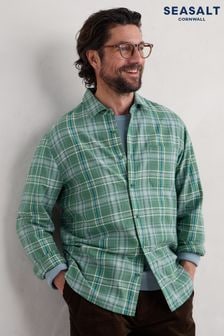 Seasalt Cornwall Green Mens Banyan Checked Cotton Shirt (AB2259) | $120