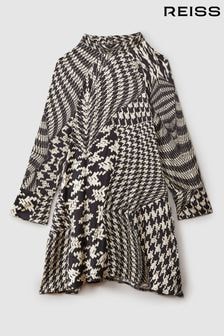 Reiss Black/Cream Ester 13-14 yrs Dogtooth Flared Hem Dress (AB2318) | $150