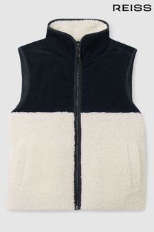 Reiss Navy/White Dutton Cotton-Corduroy and Fleece Gilet (AB2404) | $120