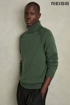 Reiss Green Smoke Stratus Wool-Blend Ridge-Seam Roll-Neck Jumper (AB2409) | €211