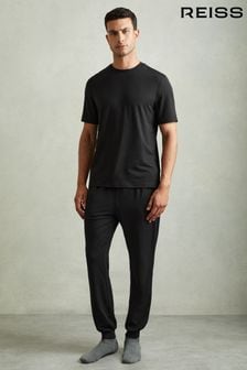 Reiss Black Bastil Tapered Stretch-Jersey Joggers (AB2444) | $120