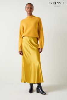 Lk Bennett Lk Bennett Yellow Blythe Tawny Gold Satin Bias Midi Skirt (AB2519) | 130 760 тг