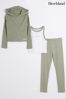 River Island Green Girls Rib 100% Cotton Top and Leggings Set (AB2578) | NT$1,490