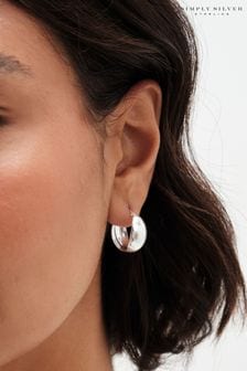 Simply Silver 925 Polished Puff Flat Hoop Earrings (AB3485) | 66€