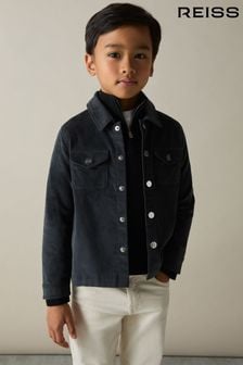 Reiss Dark Grey Vendetta Velvet Press-Stud Overshirt (AB3833) | $74