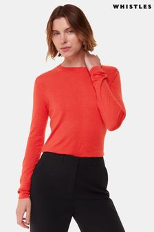 Red crew neck jumper ladies hot sale