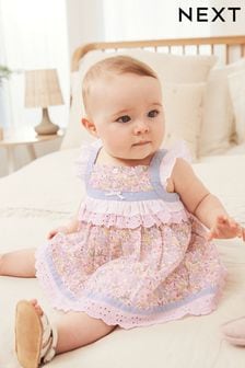 Pale Pink Ditsy Baby 2 Piece Woven Top and Short Set (0mths-2yrs) (AB4176) | €14 - €16