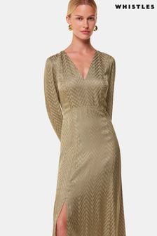 Whistles Green Jacquard Zig Zag Print Dress (AB4339) | $324