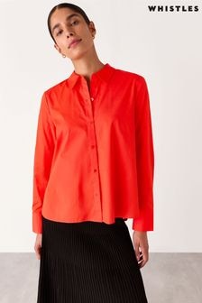 Whistles Red Boxy Cotton Shirt (AB4356) | $135