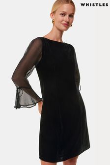 Whistles Black Myla Velvet Mini Dress (AB4390) | $255