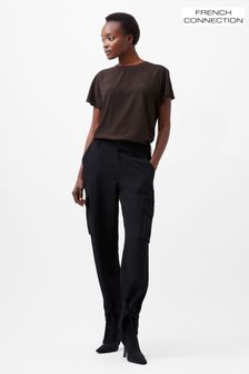 French Connection Crepe Light Crew Neck Brown Top (AB5364) | €61