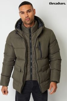 Threadbare Green Showerproof Double Layer Puffer Hooded Jacket (AB5609) | €85