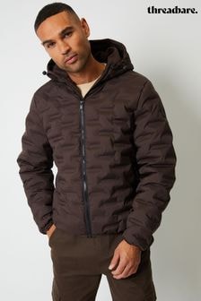 Threadbare Brown Showerproof Quilted Hooded Puffer Jacket (AB5657) | $77