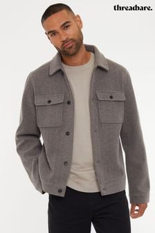 Threadbare Neutral Brushed Button Up Shacket (AB5663) | $86