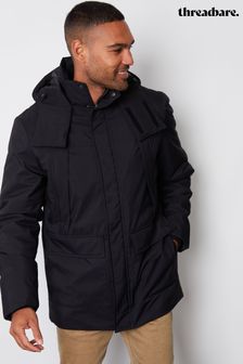 Black padded hooded coat sales