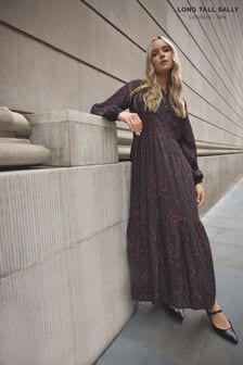 Long Tall Sally Brown Long Sleeve Tiered Smock Dress (AB5708) | $67