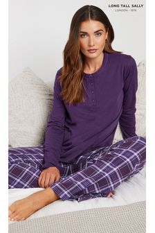 Long Tall Sally Long Sleeve Placket 100% Cotton Pyjamas Top (AB5741) | ‏108 ر.س‏