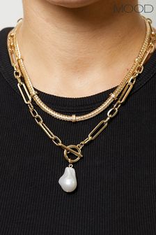 Mood Pearl Chain Link Necklace (AB5782) | 795 K