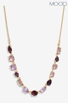 Mood Gold Tone Mixed Graduated Linear Stone Necklace (AB5783) | €38