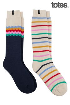 Totes White Ladies Totes Thermal Welly/Boot Socks 2 Pair Pack (AB6244) | EGP1,320