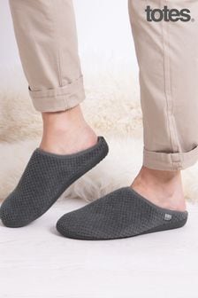 رمادي - Totes Mens Isotoner Swept Back Popcorn Mule Slippers (AB7393) | ‏166 ر.س‏