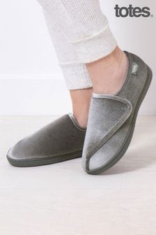 Totes Ladies Isotoner Sparkle Velour Slippers With Velcro Tab (AB7401) | €37