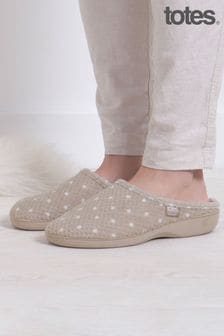 Totes Natural Ladies Isotoner Popcorn Terry Mule Slippers (AB7406) | ₪ 111