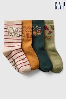 Gap Multi Camp Crew Socks 4-Pack (Newborn-5yrs) (AB7453) | BGN 26