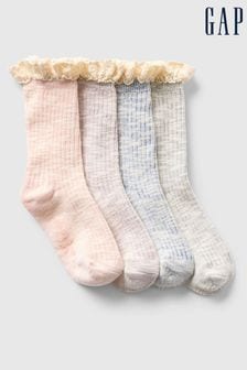 Gap Pink/Blue Ruffle Boot Socks 4-Pack (Newborn-5yrs) (AB7462) | CHF 16