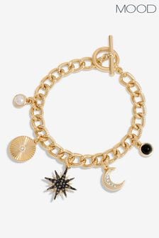 Mood Gold Tone Crystal Celestial Charm Chain Bracelet (AB8286) | €20