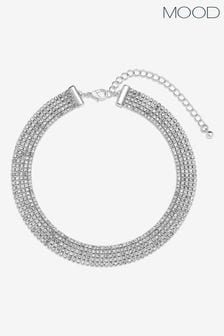 Mood Silver Tone Crystal Choker Necklace (AB8297) | 90 zł