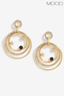 Mood Gold Tone Crystal Celestial Forward Facing Link Drop Earrings (AB8320) | KWD7.500