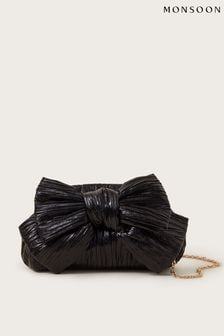 Monsoon Black Isla Plisse Bow Bag (AB8817) | DKK555