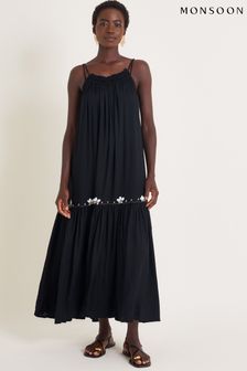 Plain black tea dress top