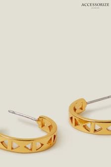 Accessorize Gold Tone 14ct Cut-Out Hoops Earrings (AB9360) | SGD 35