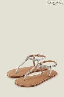 Accessorize Silver Strappy Beaded Sandals (AB9405) | $51