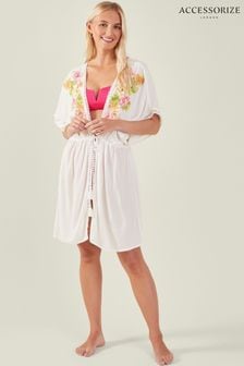 Accessorize White Embroidered Open Kaftan (AB9417) | €56