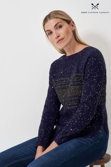 Crew Clothing Company Blue Sequin Jumper with Curved Hem (AB9586) | kr1 450