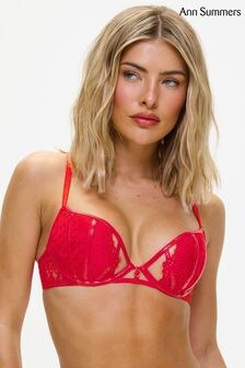 Ann Summers Red Undeniable Lace Padded Plunge Bra (AC0870) | $38