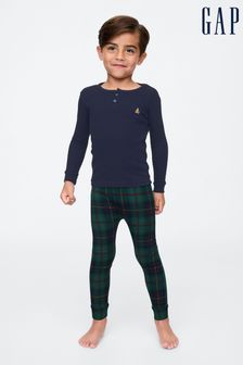 Gap Navy Blue Matching Family Kids Christmas Flannel Pyjamas (12mths-5yrs) (AC1098) | €21