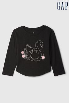 Gap Black Long Sleeve Graphic T-Shirt (6mths-5yrs) (AC1103) | €17