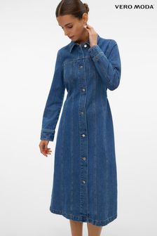 Long sleeve fitted denim dress top