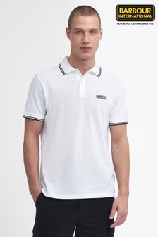 Barbour® International Evan Tipped 100% Cotton White Polo Shirt (AC2115) | 77 €