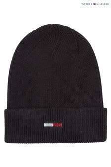 Tommy Hilfiger Black Elongated Flag Beanie (AC2187) | $51