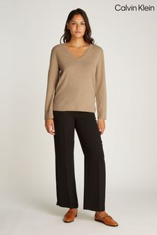 Calvin Klein Natural Long Sleeve V Neck Casual Knitwear Next Luxembourg