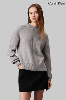 Grå - Calvin Klein Intarsia Loose Jumper (AC2385) | kr2 320